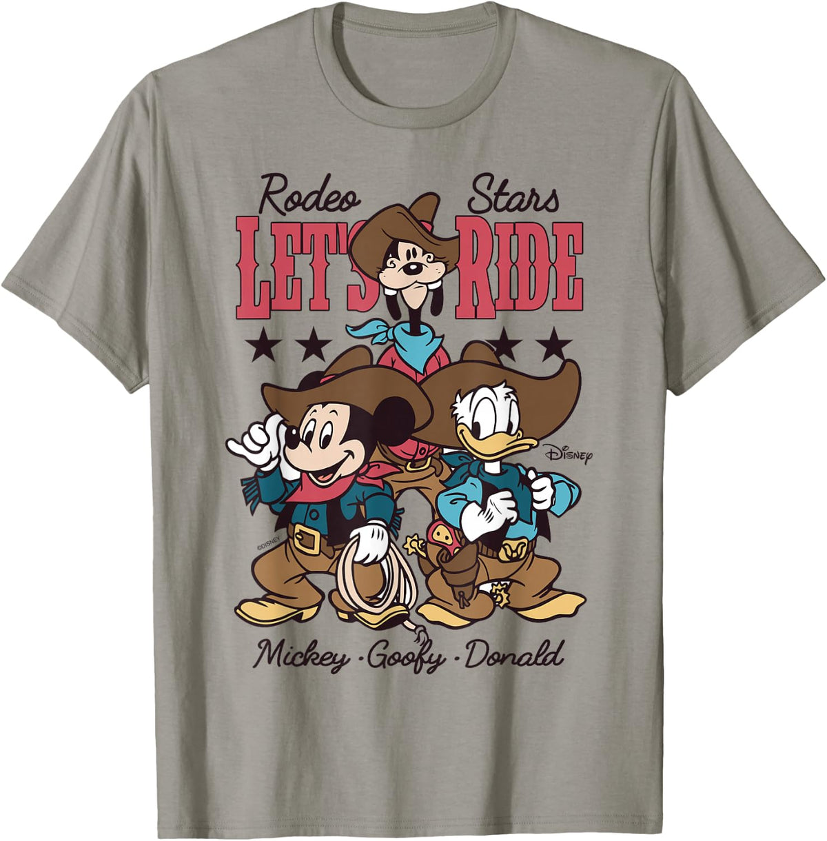 Disney Mickey and Friends Goofy Donald Let’s Ride Cowboy T-Shirt