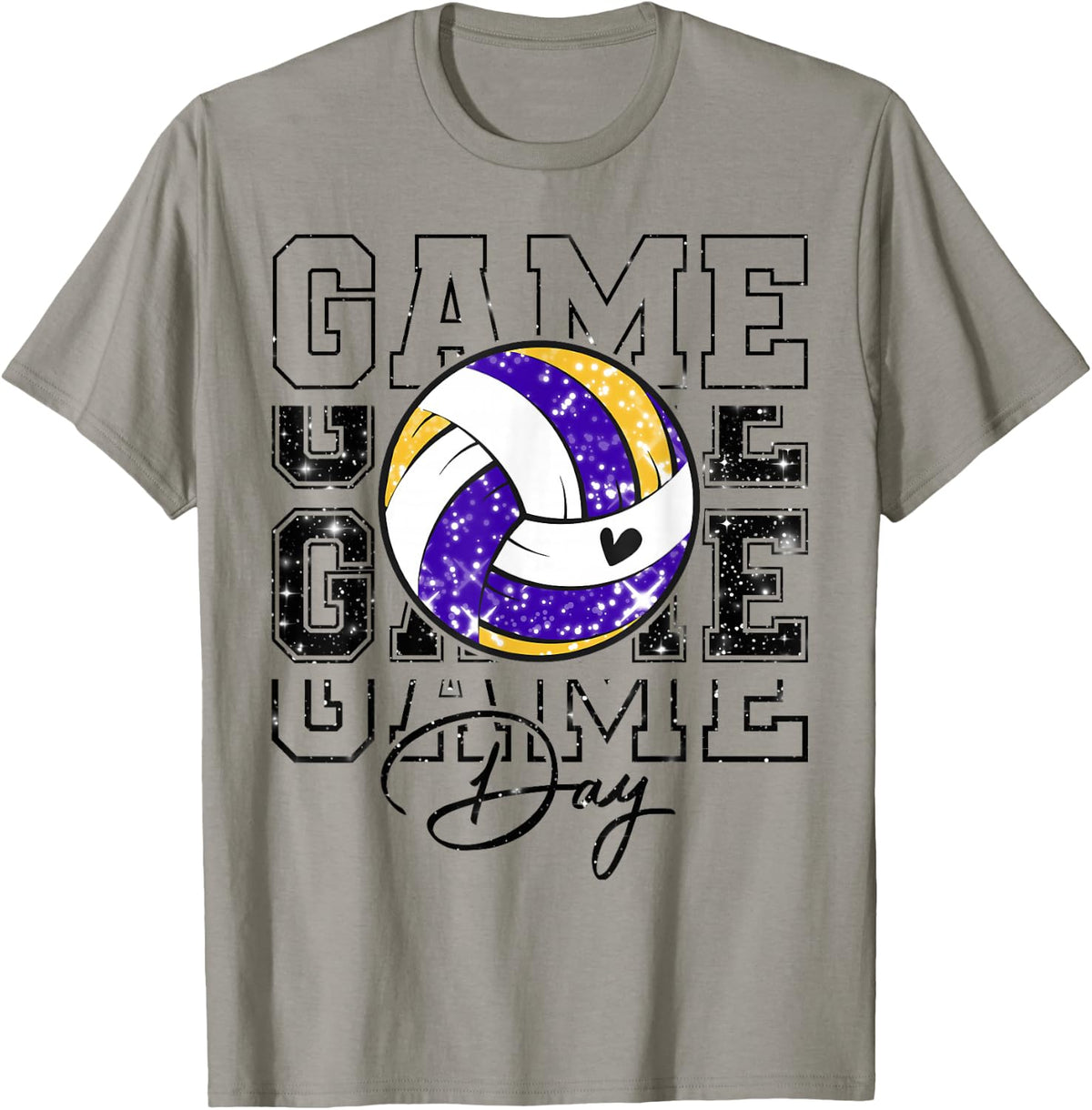 Volleyball Game Day Girls Volleyball Mama Purple & Gold T-Shirt