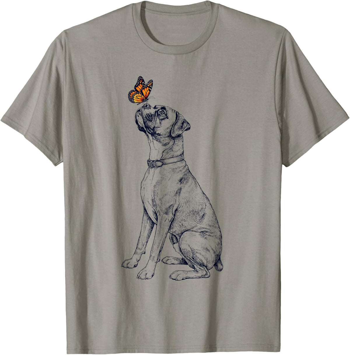 Vintage Boxer Dog with Butterfly Lover T-Shirt
