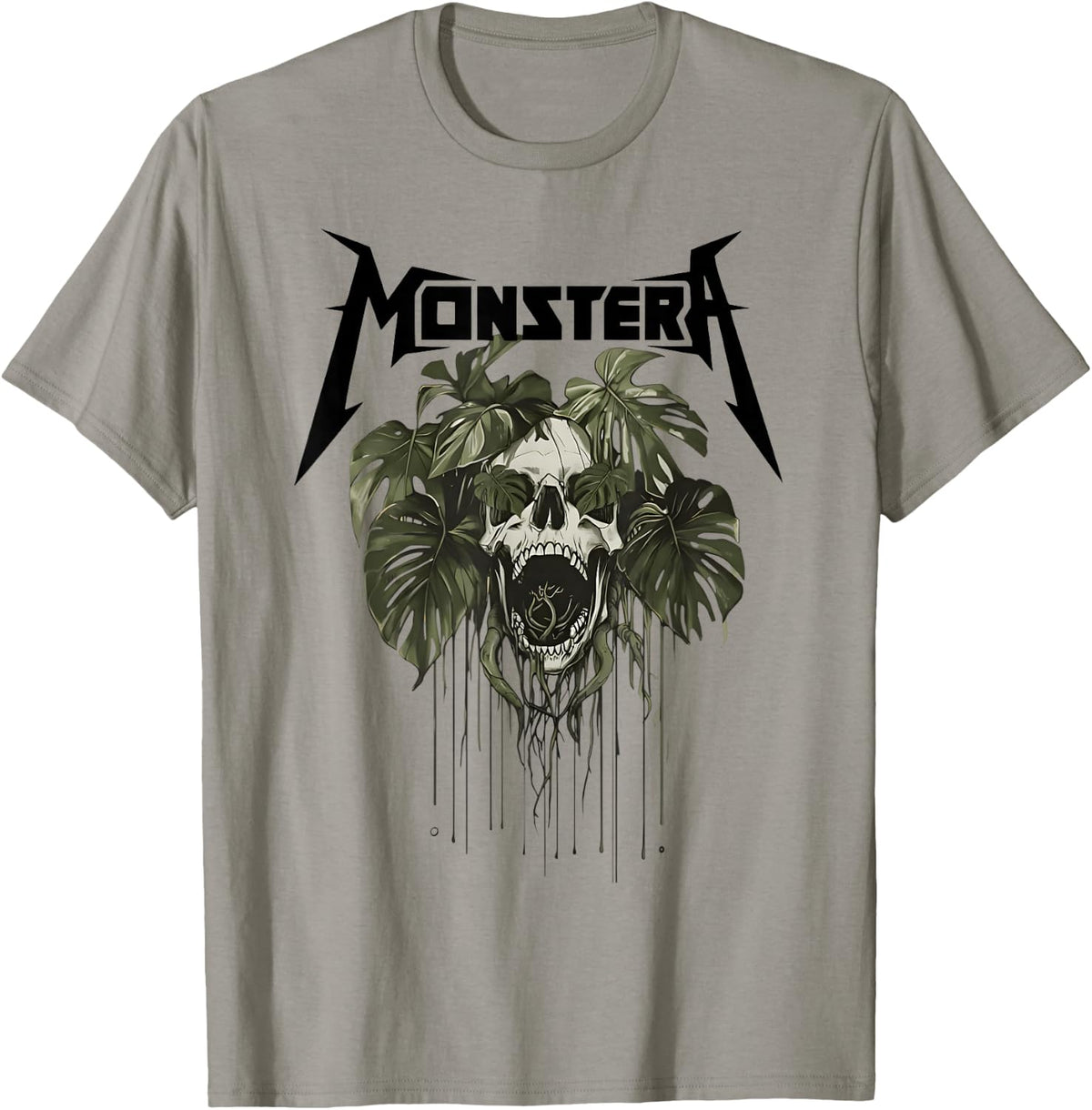 Monstera Funny Skull Plant Lover Grunge Gardener Women Men T-Shirt
