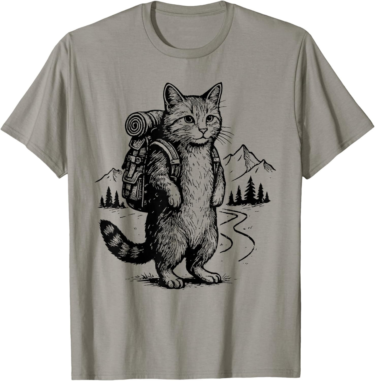 Funny Outdoor Tee Hiking Cat Backpacking Animals T-Shirt