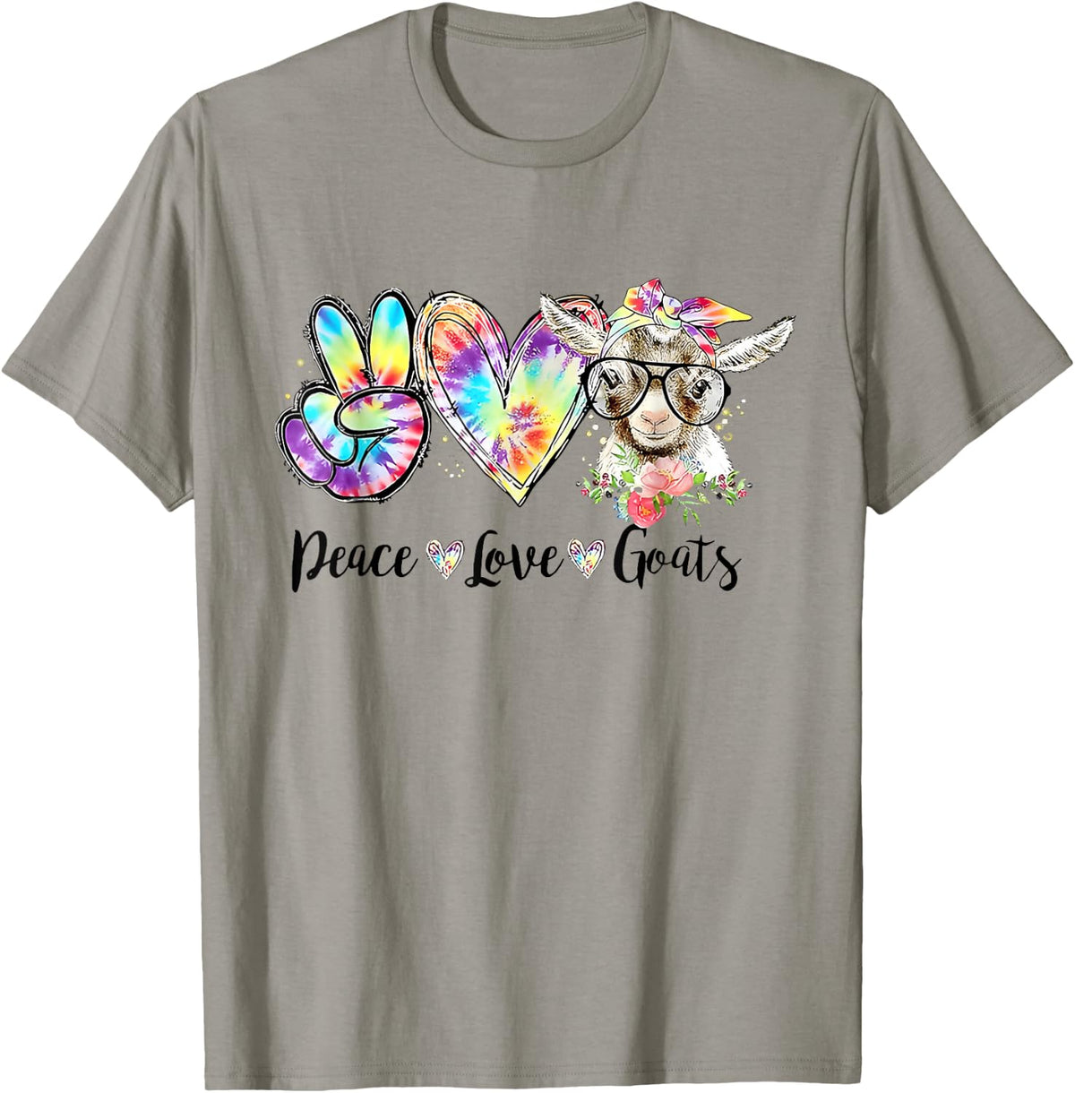 Tie Dye Peace Love Goats Farm Girl Goat Lover Funny T-Shirt