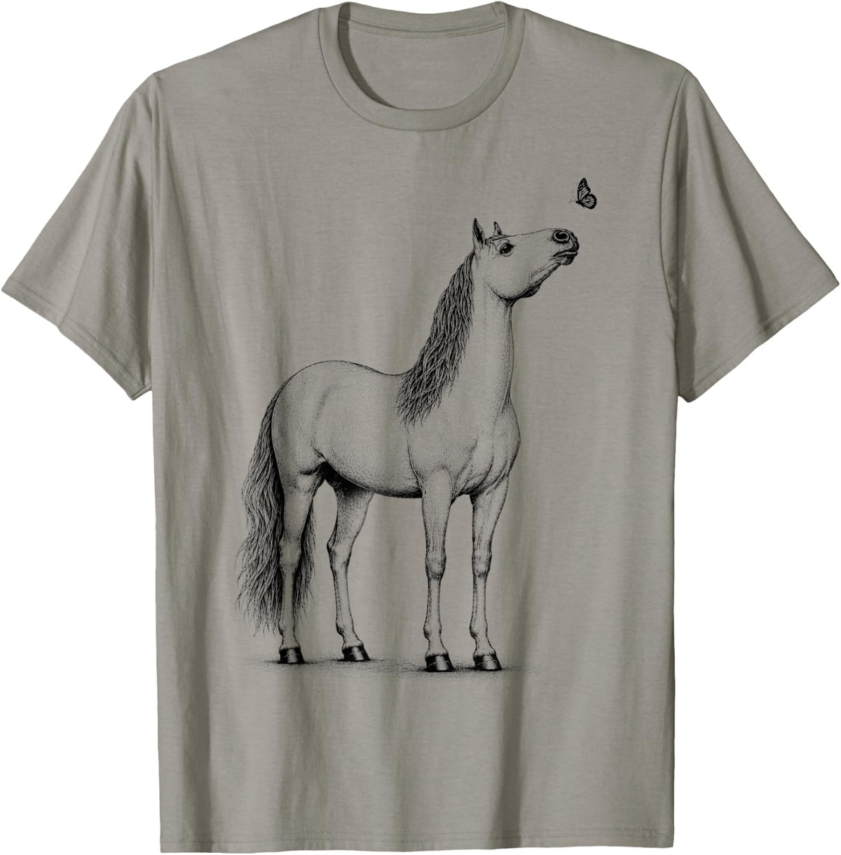 Cute Horse with Butterfly Tee Girls Men Kids T-Shirt