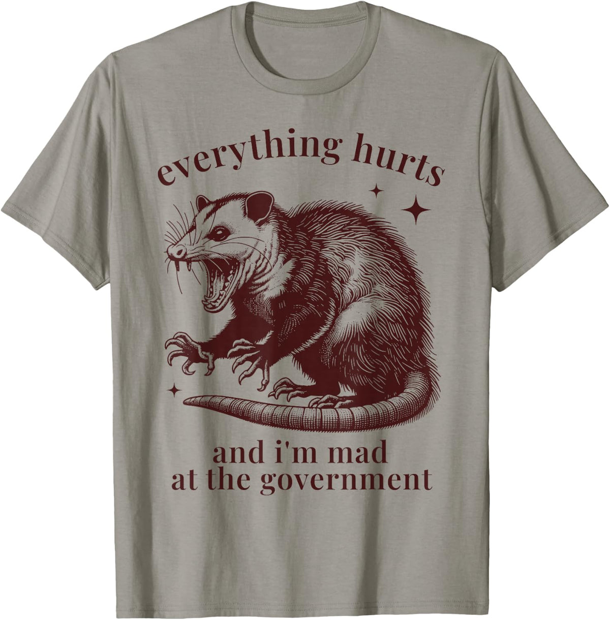 Everything Hurts and I'm Mad At The Government Funny Possum T-Shirt