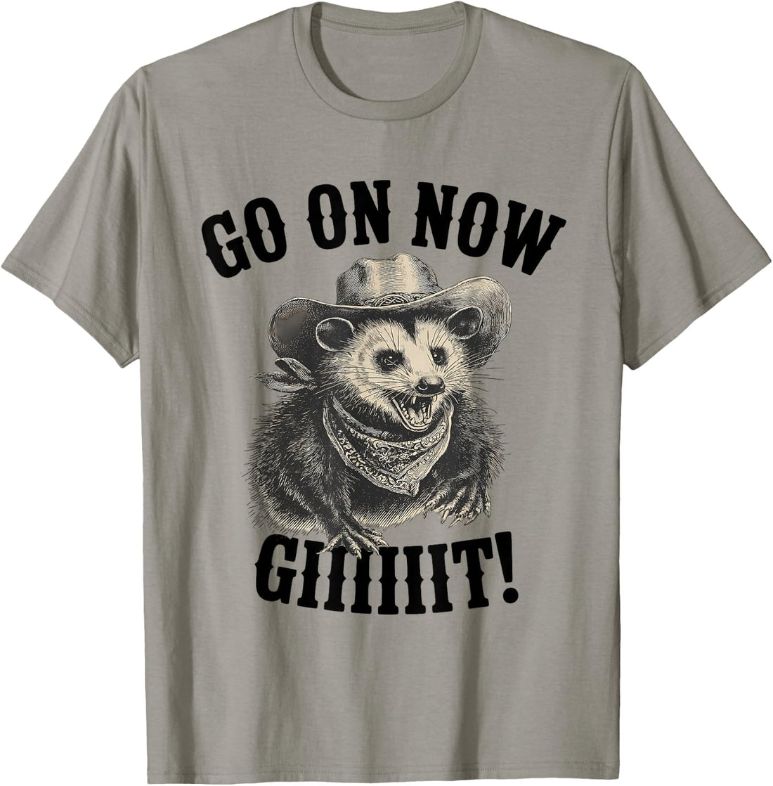 Western Opossum Vintage Country Possum Rodeo Go On Now Git T-Shirt