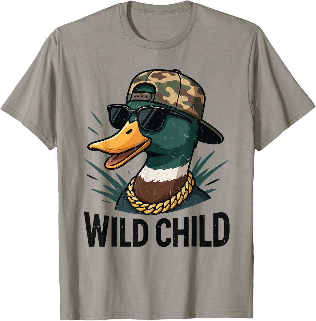 Youth Camo Mallard Duck Hunting Wild Child Funny Hunting Boy T-Shirt