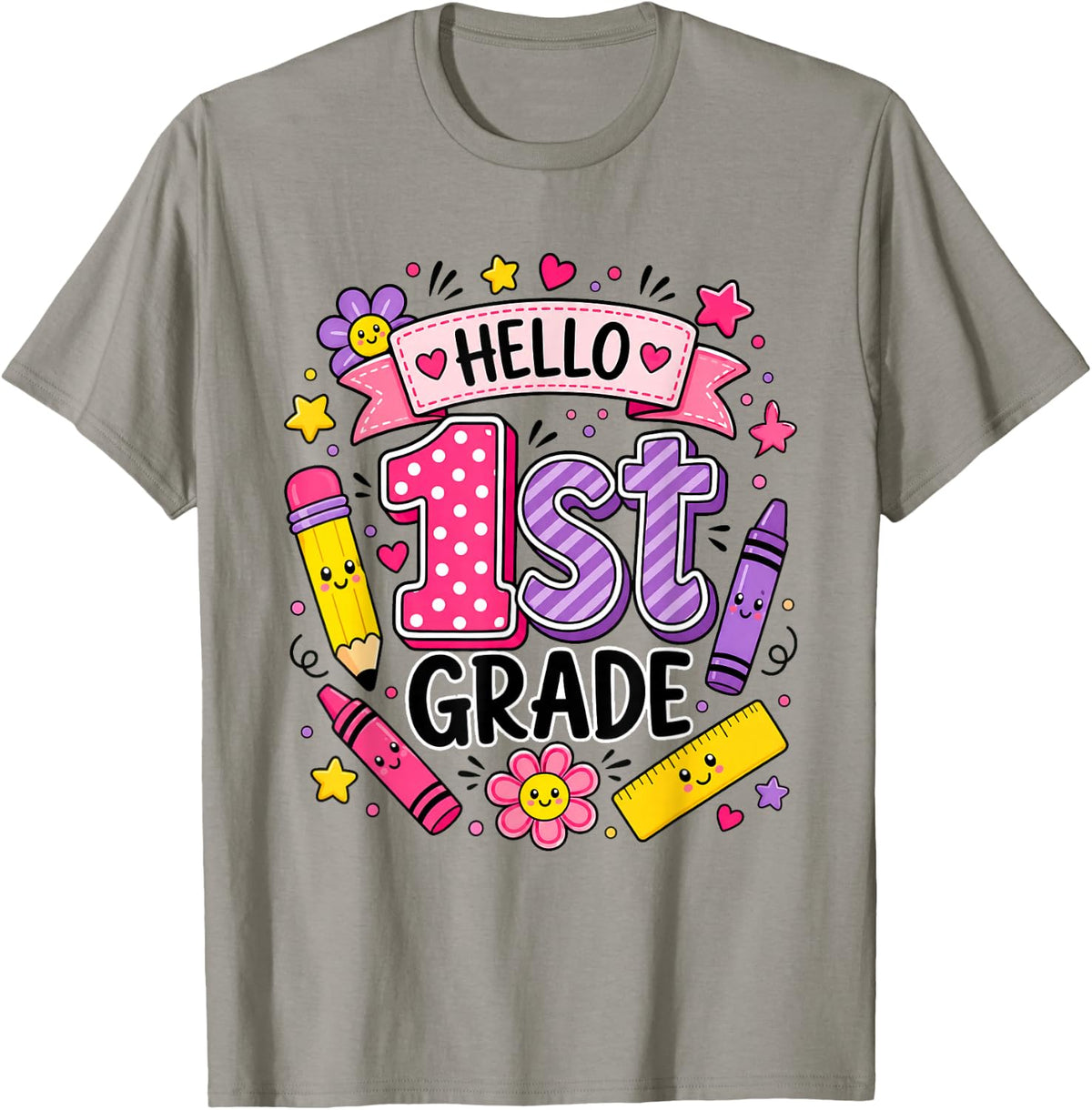 Hello 1st Grade Teacher Girl First Day of Back to School T-Shirt