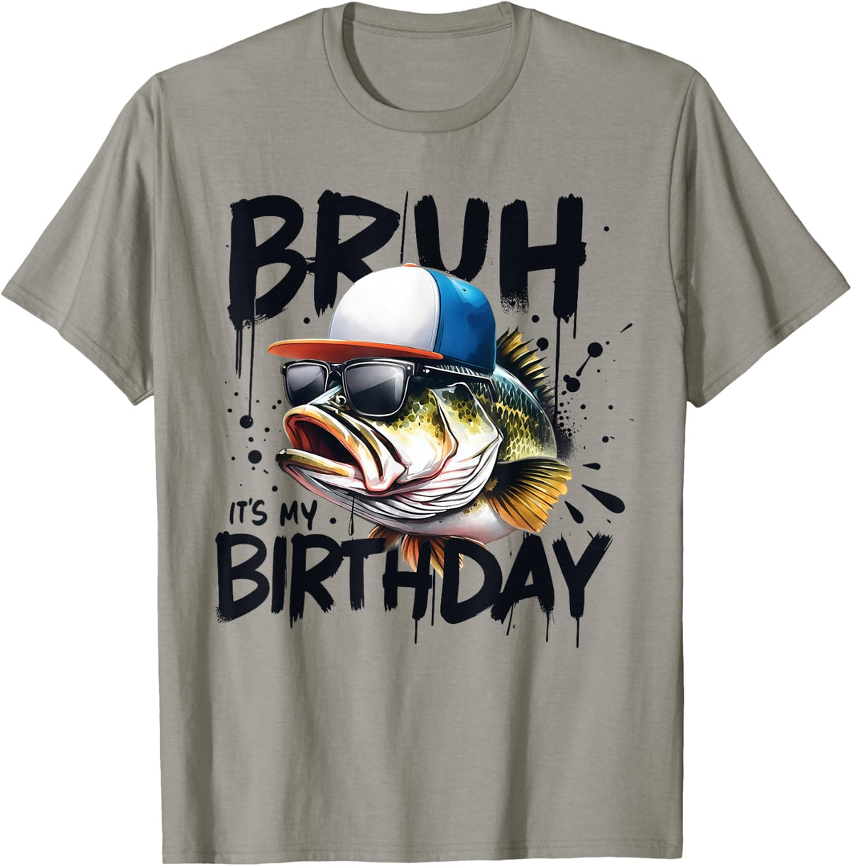 Bruh It's My Birthday Retro Fishing Bass Boy Kids T-Shirt