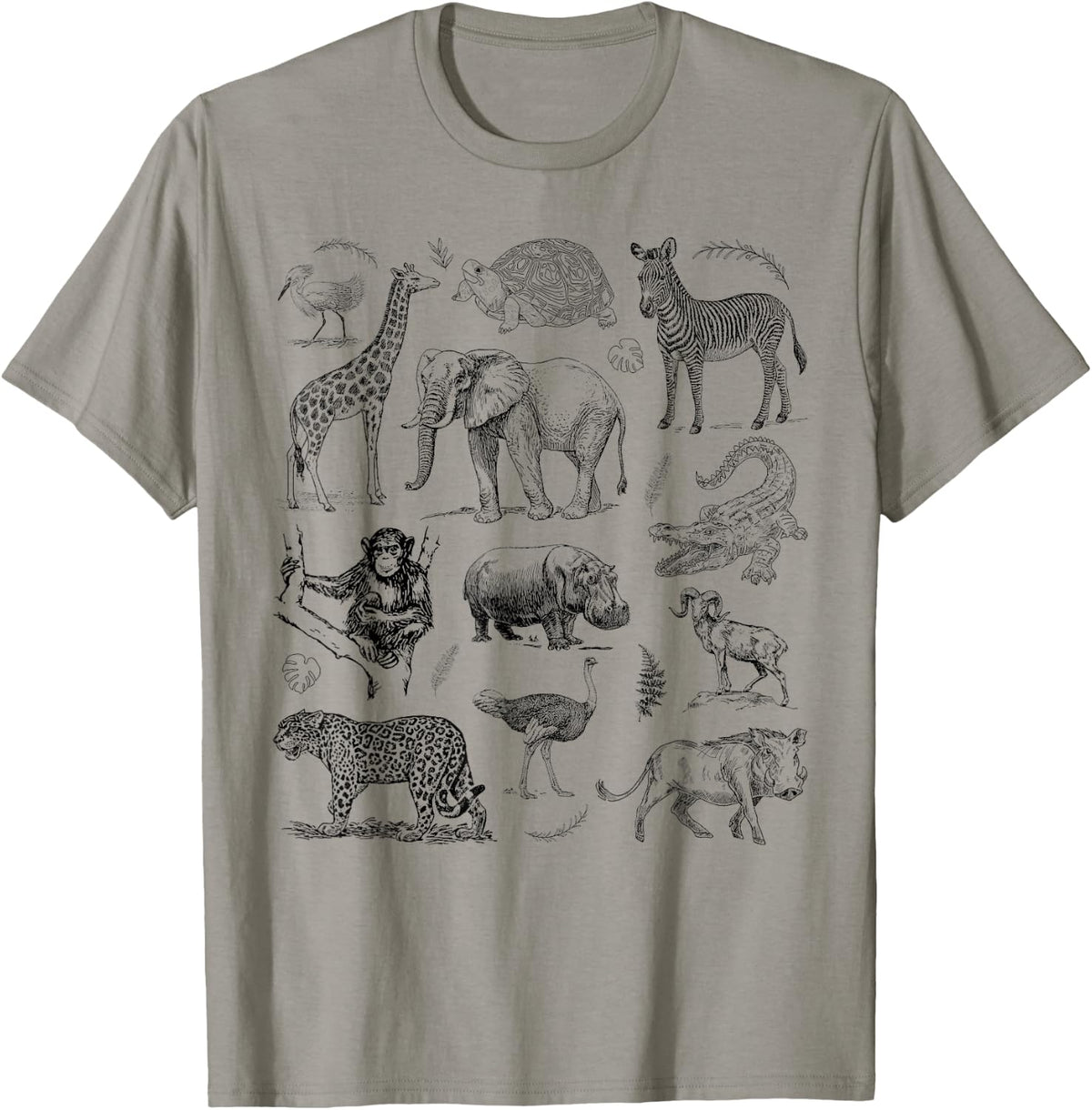 Minimalist Collage 90s Retro Vintage Safari Animals Jungle T-Shirt