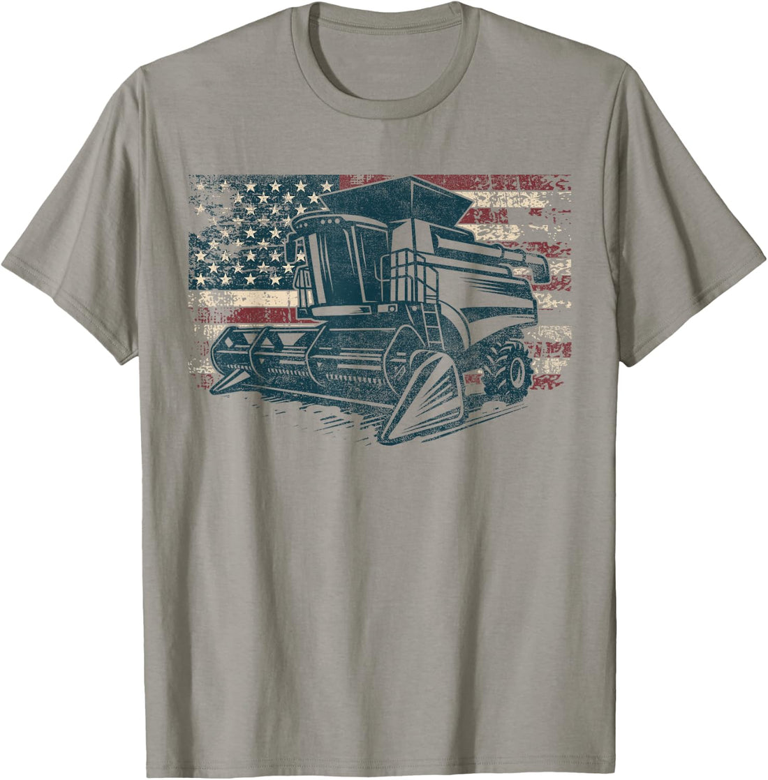 American Flag Combine Harvester Farming Patriotic Farmer T-Shirt