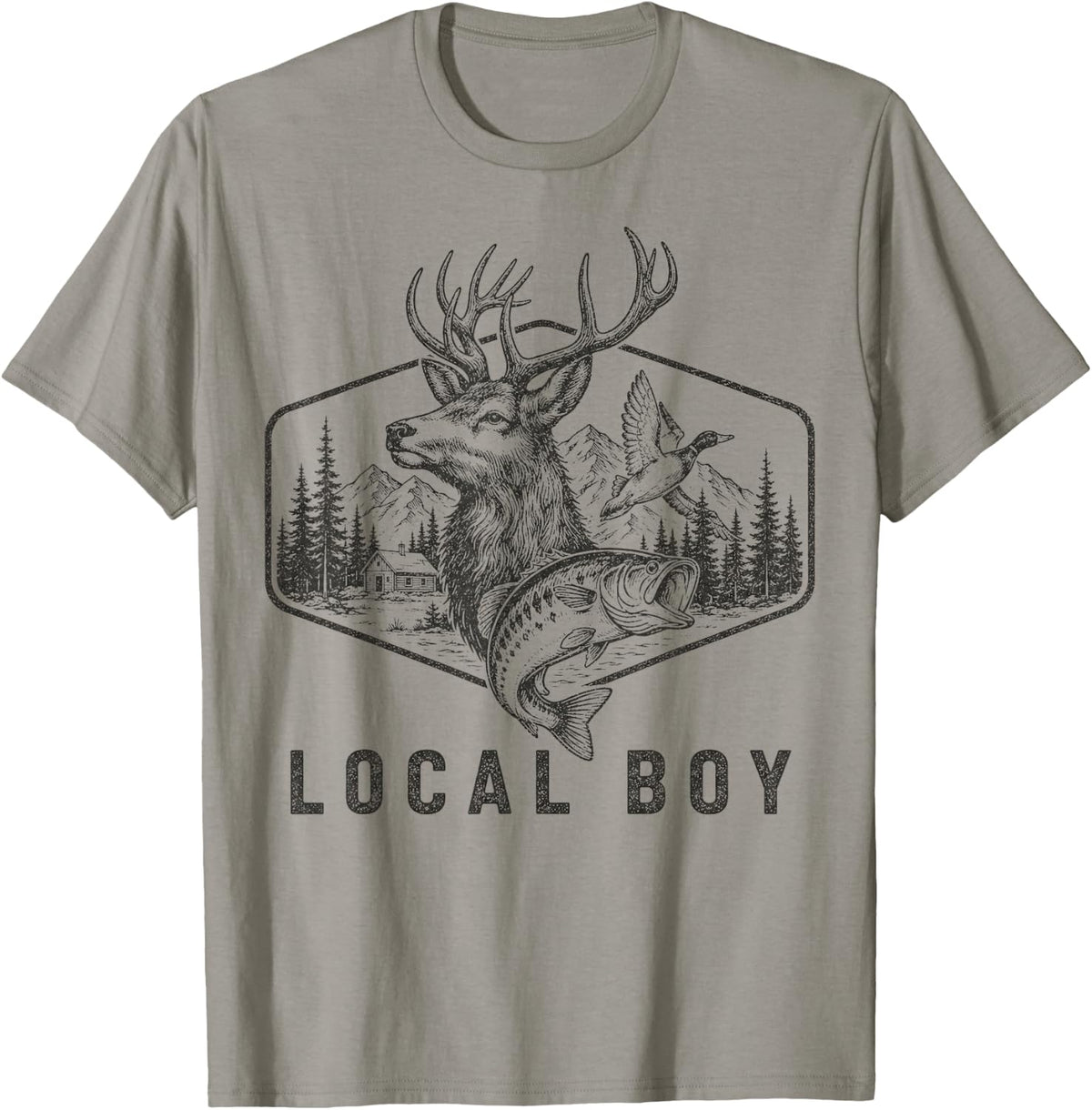 Local Boy Deer Duck Fishing Camo Hunting Youth Teens Kids T-Shirt