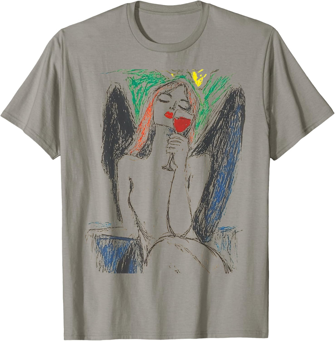 Women's Fashion Design With An Angel Drinking Wine T-Shirt