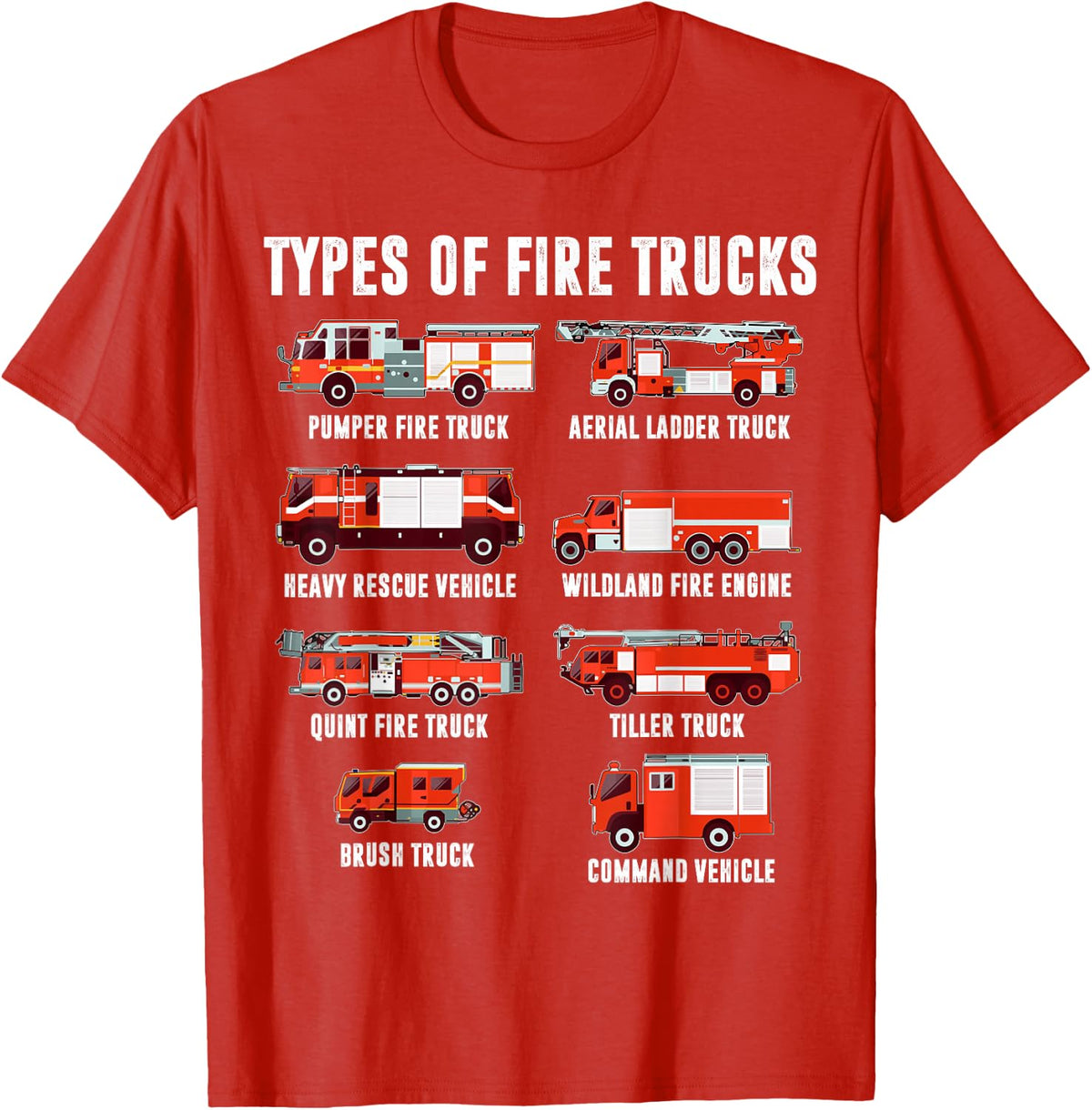 Toddler Boy Types of FireTruck Firefighter Baby Dad Fireman T-Shirt