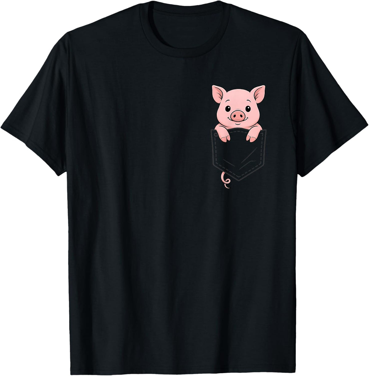Funny Pig Peeking in Pocket Farm Animal Lover Men Women Kids T-Shirt