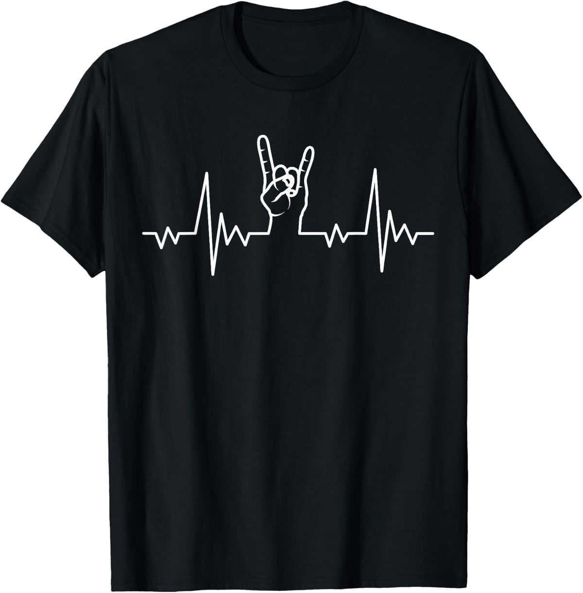 Heavy Metal Heartbeat Rock & Roll Hand Horns Rock Band T-Shirt