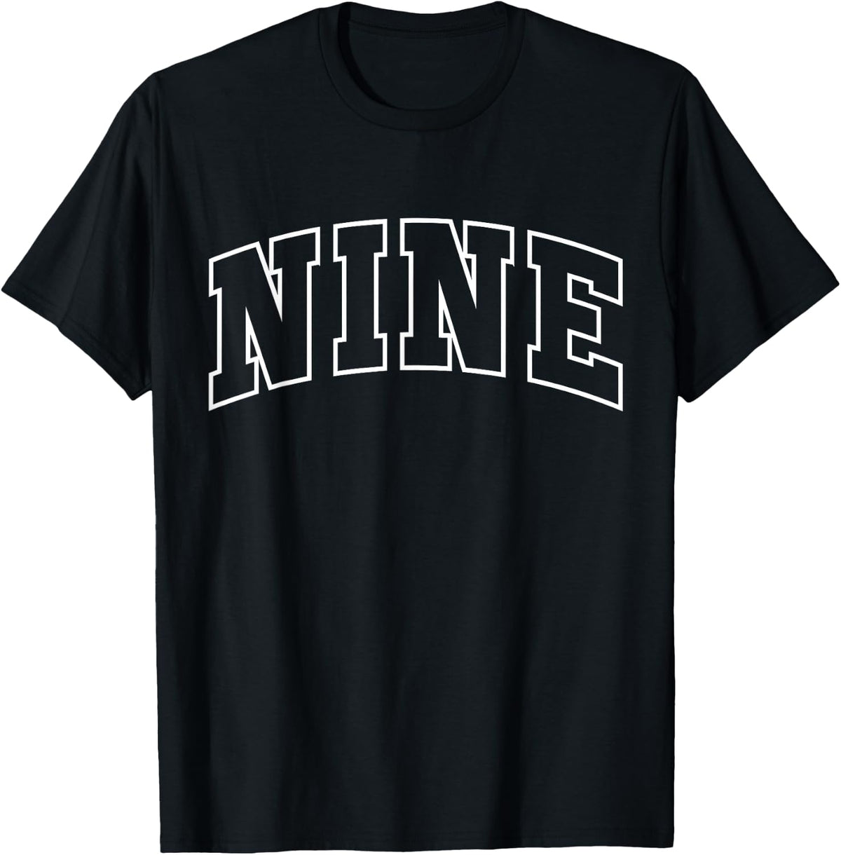 Nine 9th Birthday Funny Athletic Lettering 9 Year Old T-Shirt