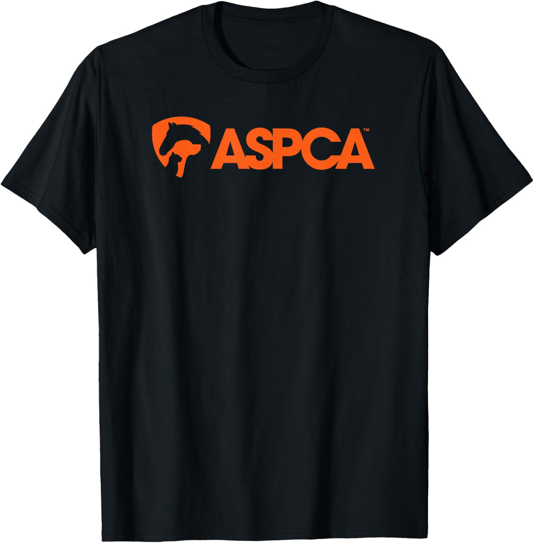 ASPCA Unisex-Adult Black Cotton Blend Classic Fit Crew Neck T-Shirt with ASPCA Logo