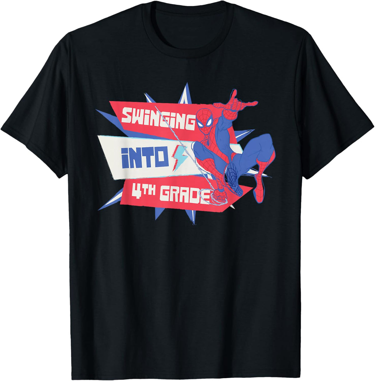 Marvel Spider-Man Swinging into 4th Grade Back to School T-Shirt