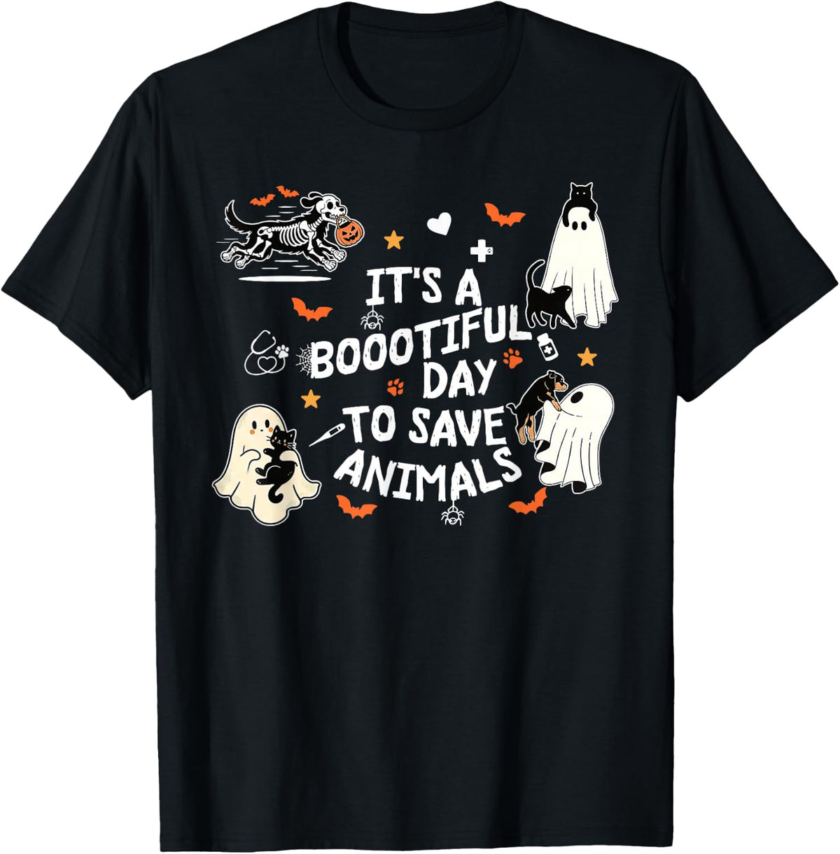Vet Tech Med Halloween It's A Bootiful Day to Save Animals T-Shirt