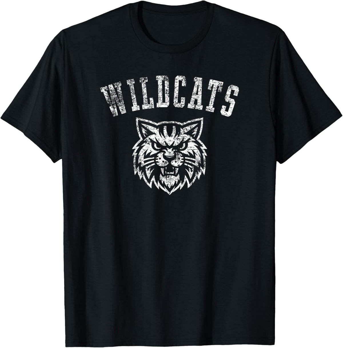 Wildcats Mascot for Players and Fans Distressed Print T-Shirt