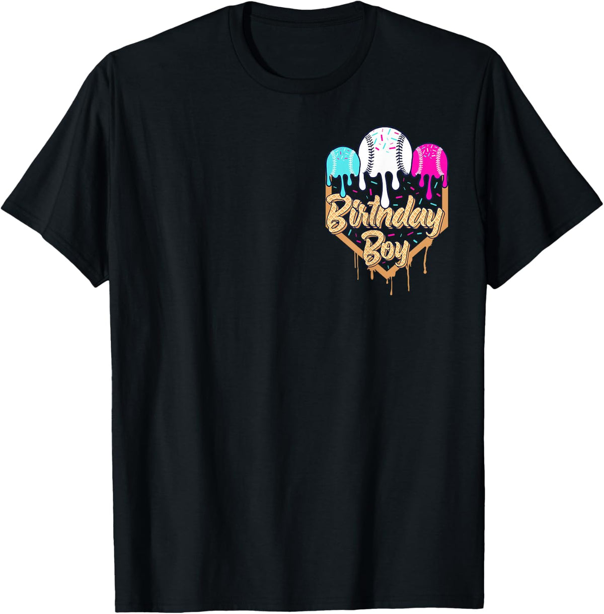 9th Birthday Baseball Ice Cream Drip Sprinkles 9 Year Old T-Shirt
