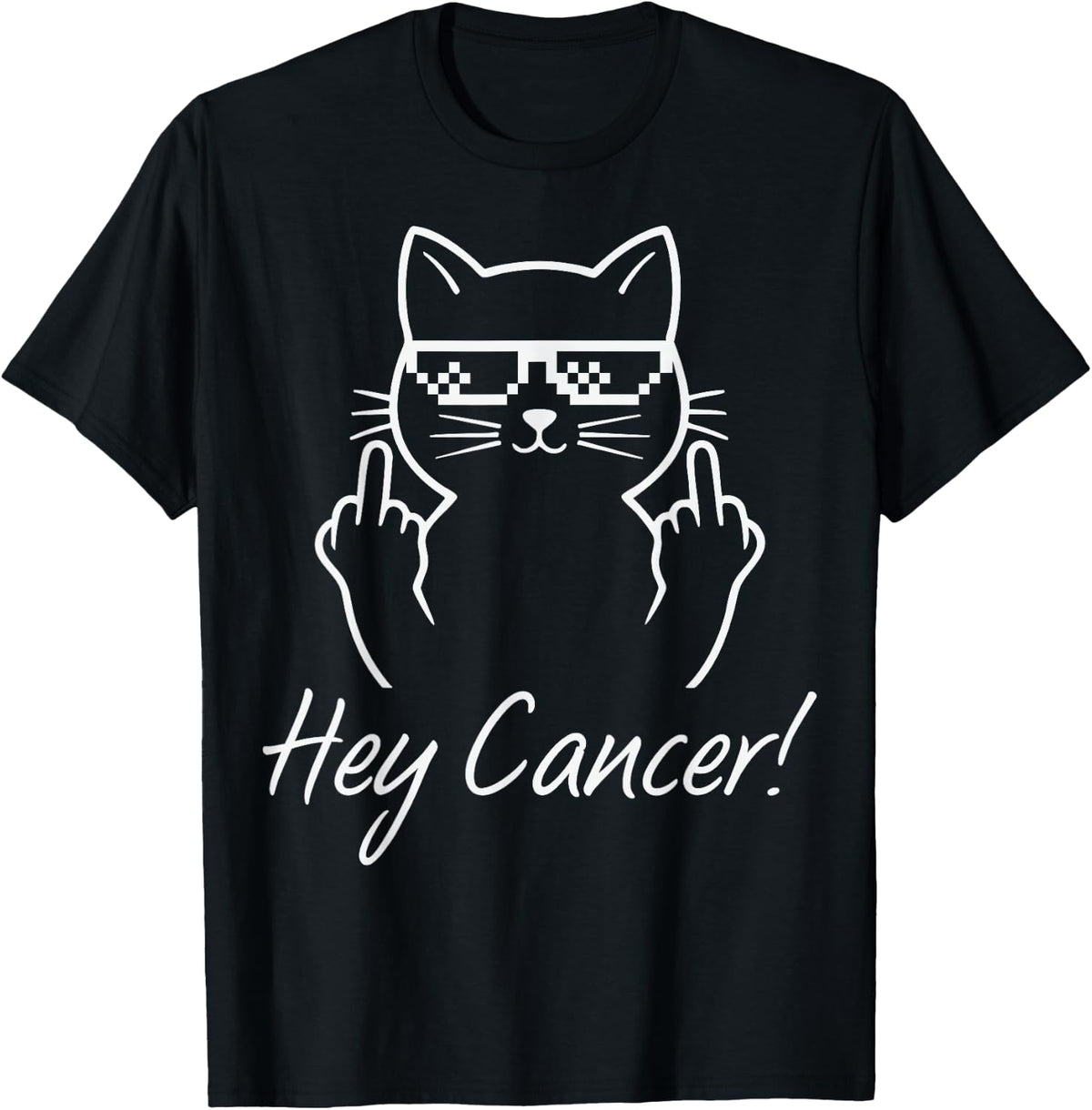 Hey Cancer FU Fuck Cancer Funny Cat Breast Cancer Awareness T-Shirt