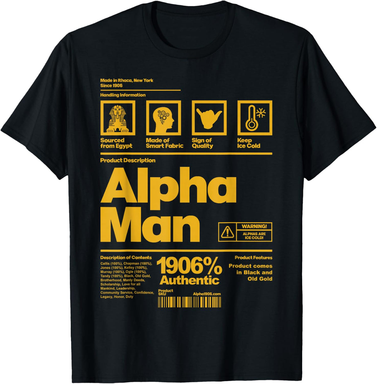 Mens Alpha African 1906 Fraternity Information Description T-Shirt