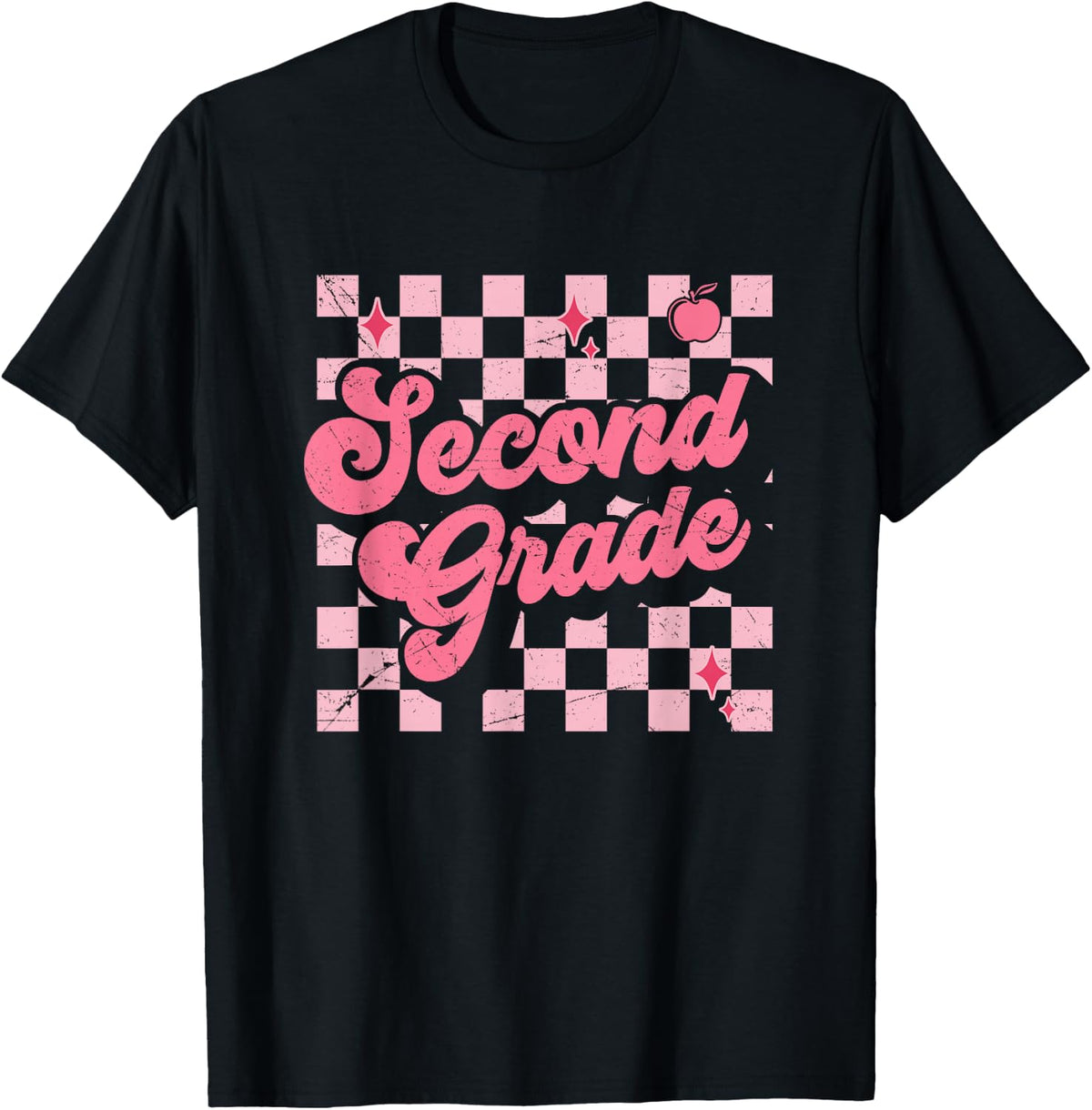 Second Grade Checkered Retro 2nd Grade Teacher Kid Girl T-Shirt