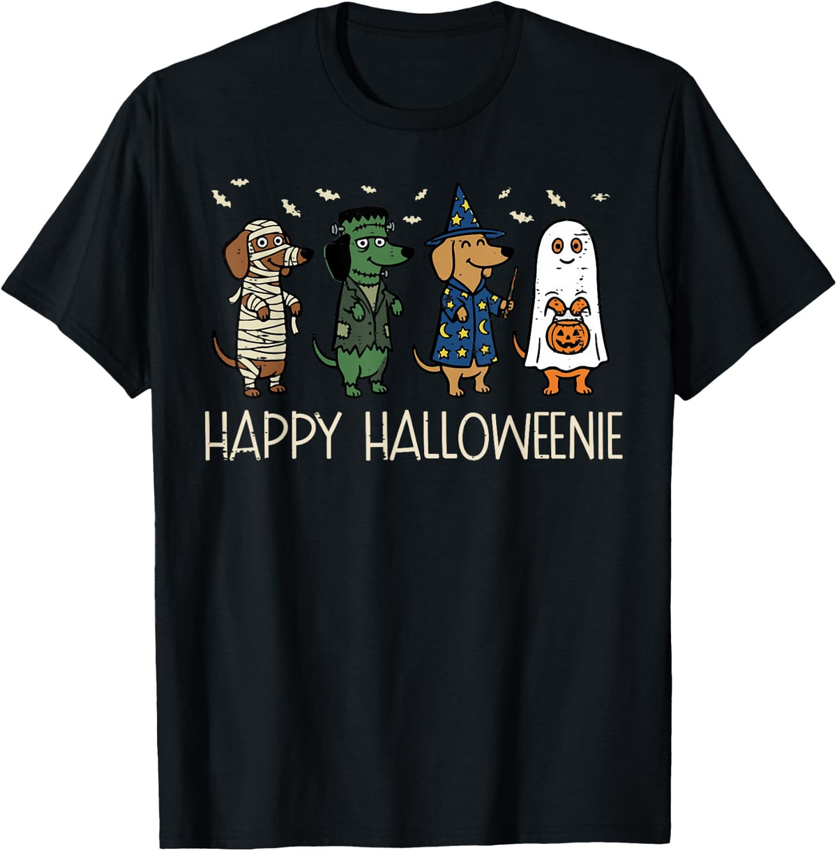 Happy Halloweenie Dogs Dachshunds Wiener Costume Men Women T-Shirt