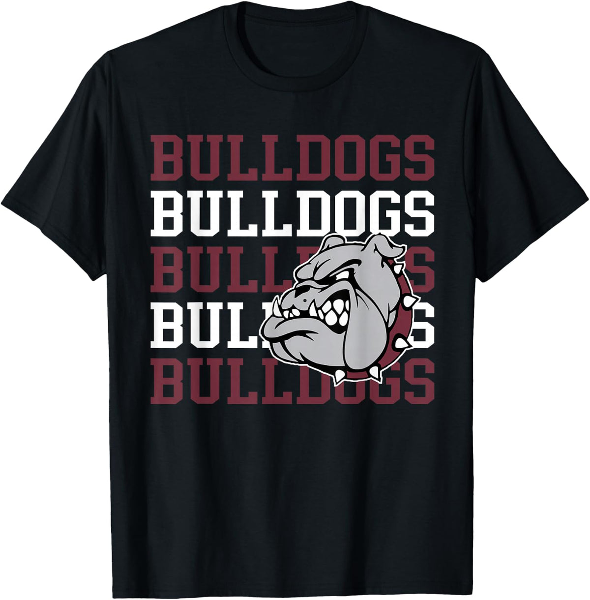 Maroon Bulldogs School Spirit Bulldog Mascot Teacher Bulldog T-Shirt