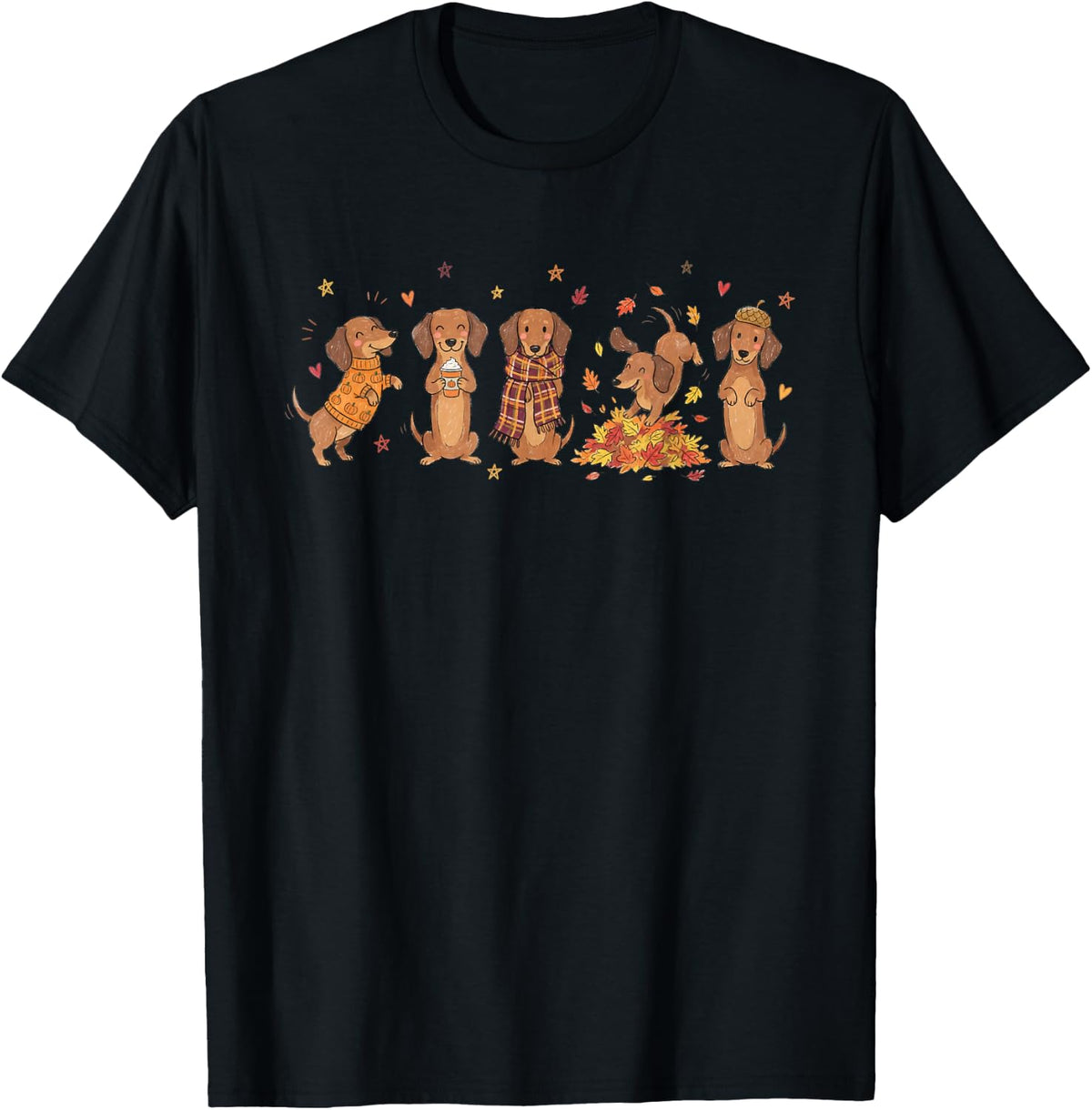 Cute Dachshund Fall Cozy Autumn Doxie Dog Wiener Owner T-Shirt