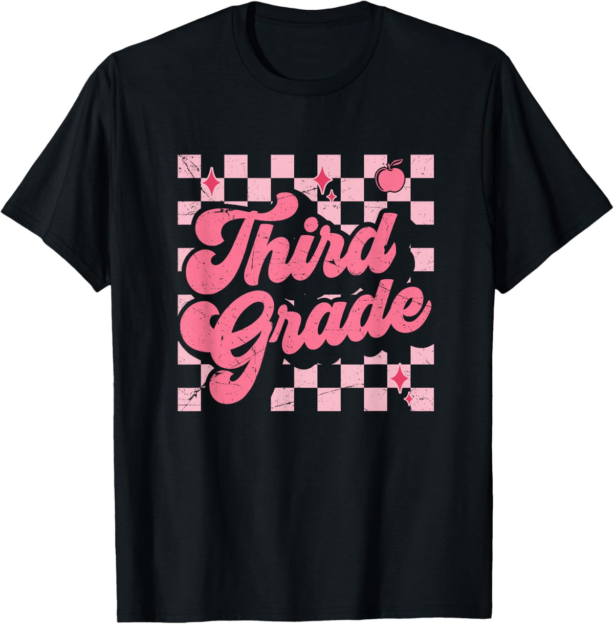 Third Grade Pink Checkered Retro 3rd Grade Teacher Kids Girl T-Shirt