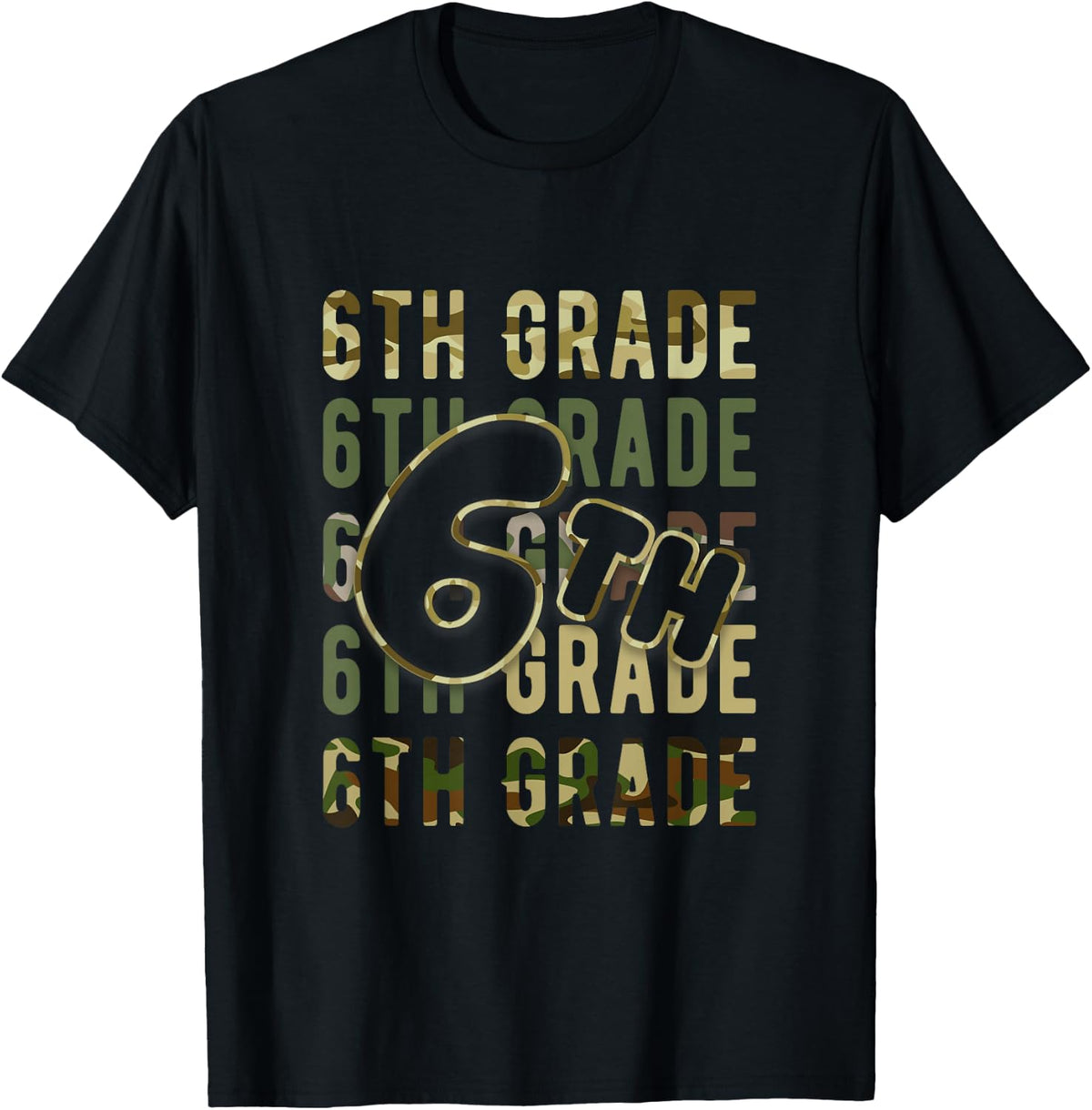 Camo Team 6th Grade Squad Back To School Teacher Kids Boys T-Shirt