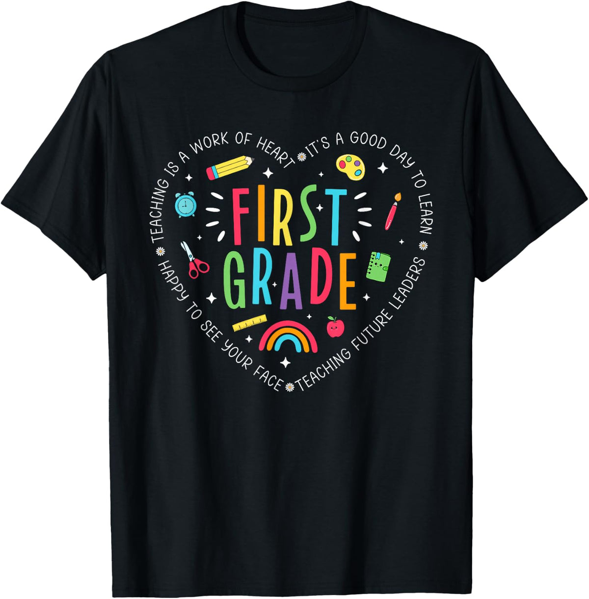 1st Grade Teacher Shirt First Grade Heart Back to School T-Shirt