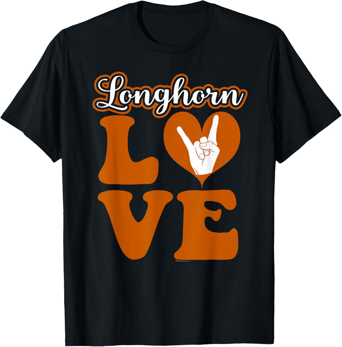 Love Longhorn Girl Heart Cute Retro Letters T-Shirt