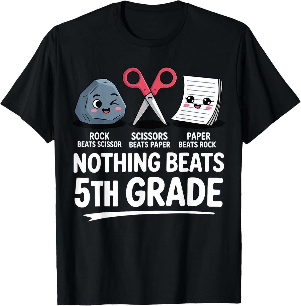 Nothing Beats 5th Grade Back to School Rock Paper Scissors T-Shirt
