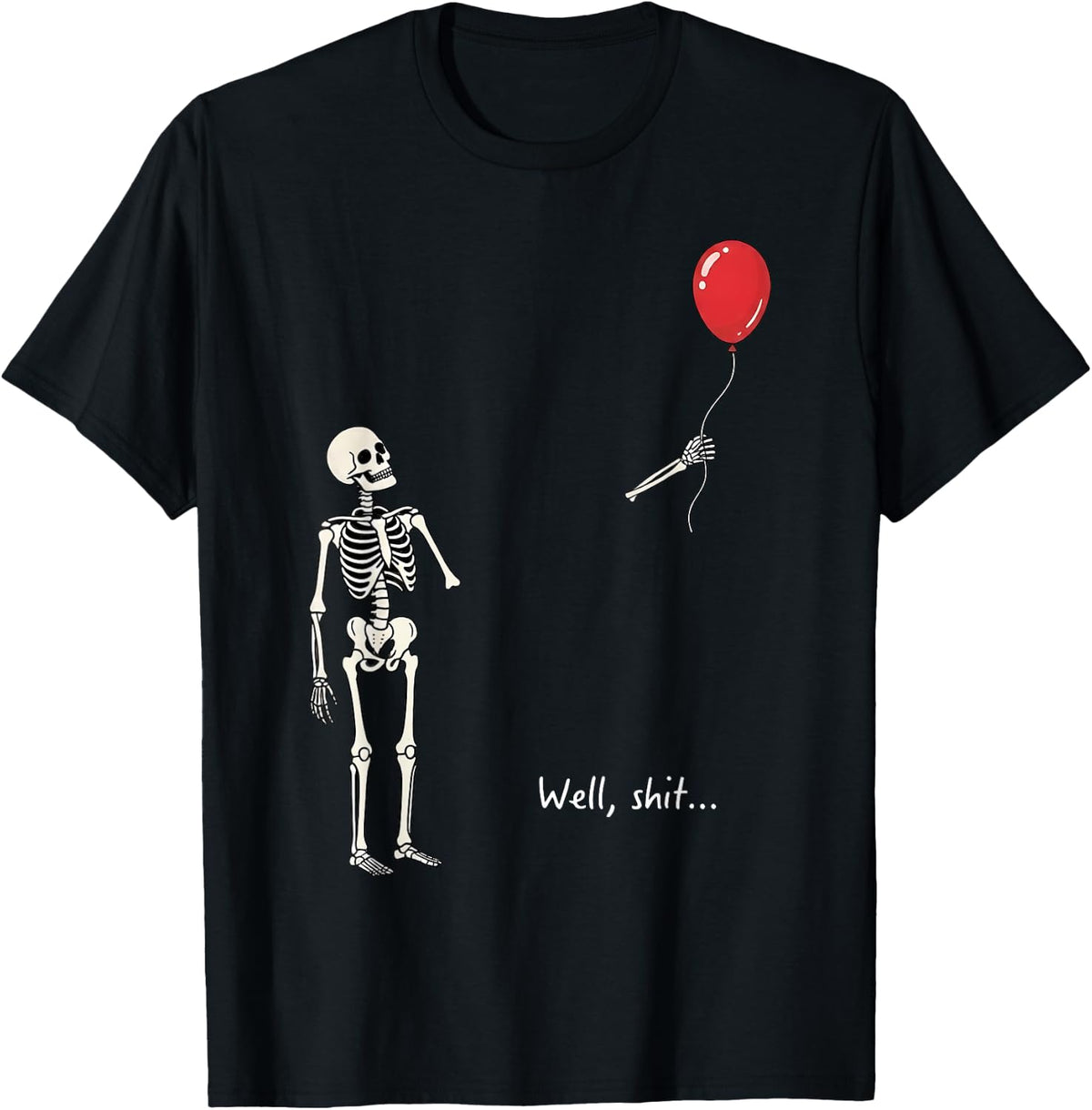 Well Skeleton Holding Balloon Gothic Halloween T-Shirt