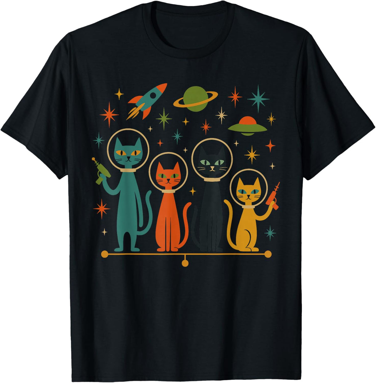 Space Cats 50's 60's Retro T-Shirt