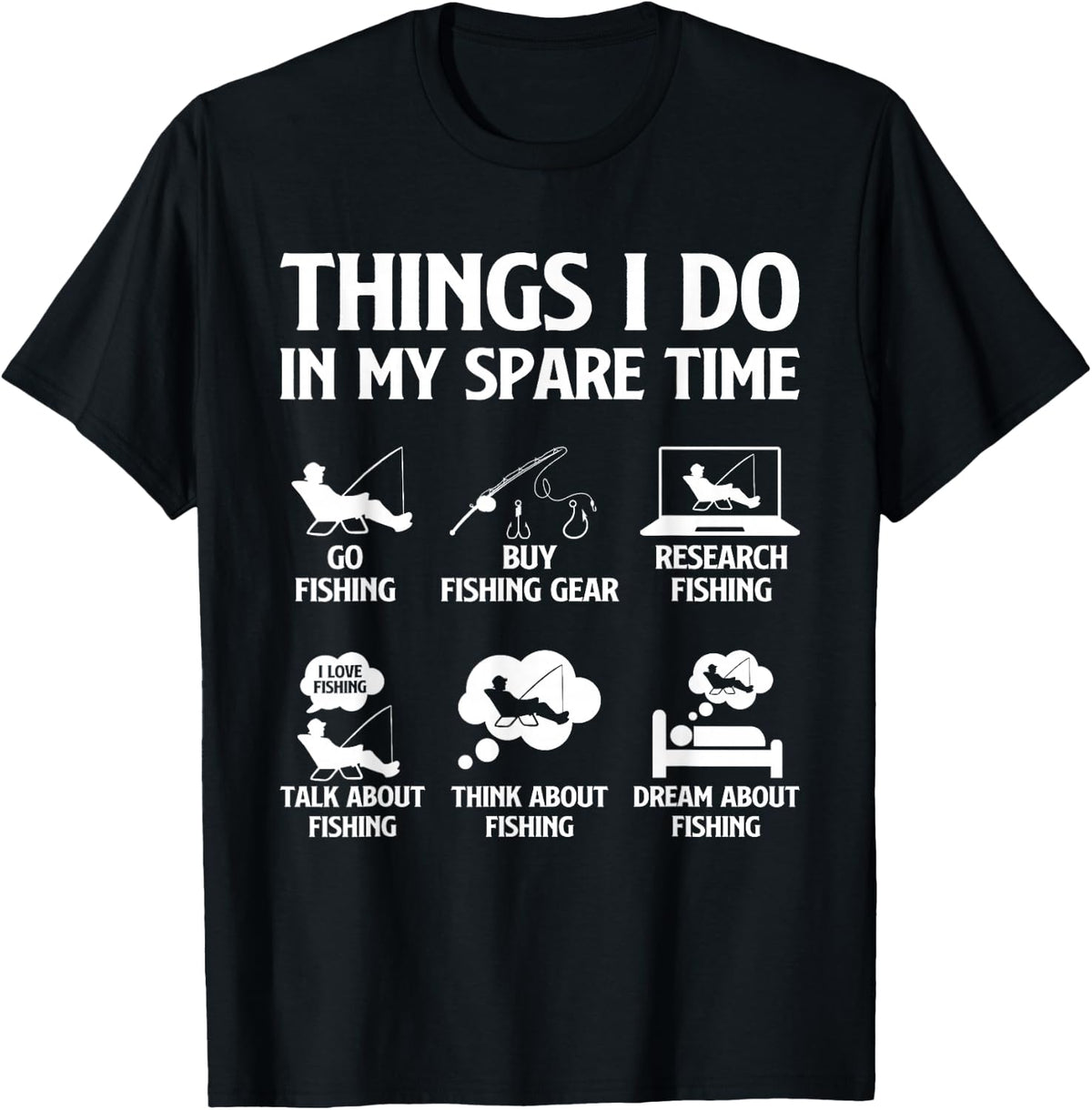 Things I Do in My Spare Time Fishing Tee Shirt for Men Boys Bass Fishing T-Shirt