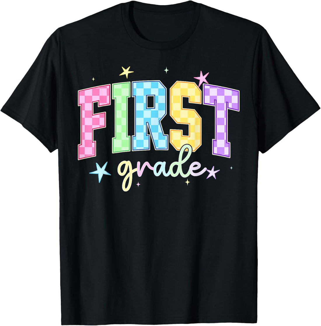 Back to School Checkered First Grade Team Teacher Students T-Shirt