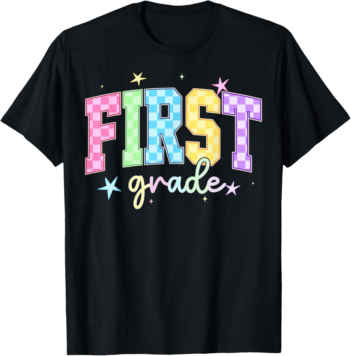 Back to School Checkered First Grade Team Teacher Students T-Shirt