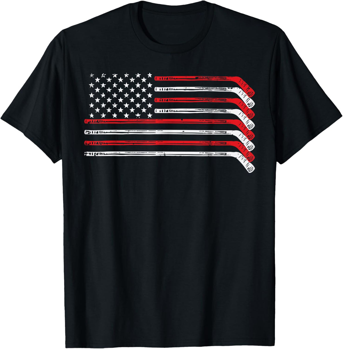 Ice Hockey Sticks US Flag Patriotic Player Men Boys Kids T-Shirt