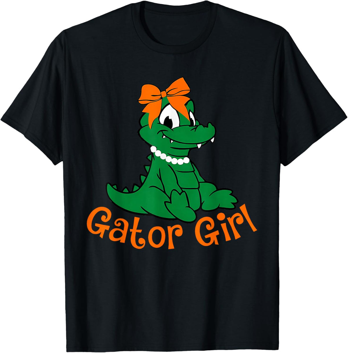 Gator Girl Cute Orange Bow Gator Women Girls Kids T-Shirt
