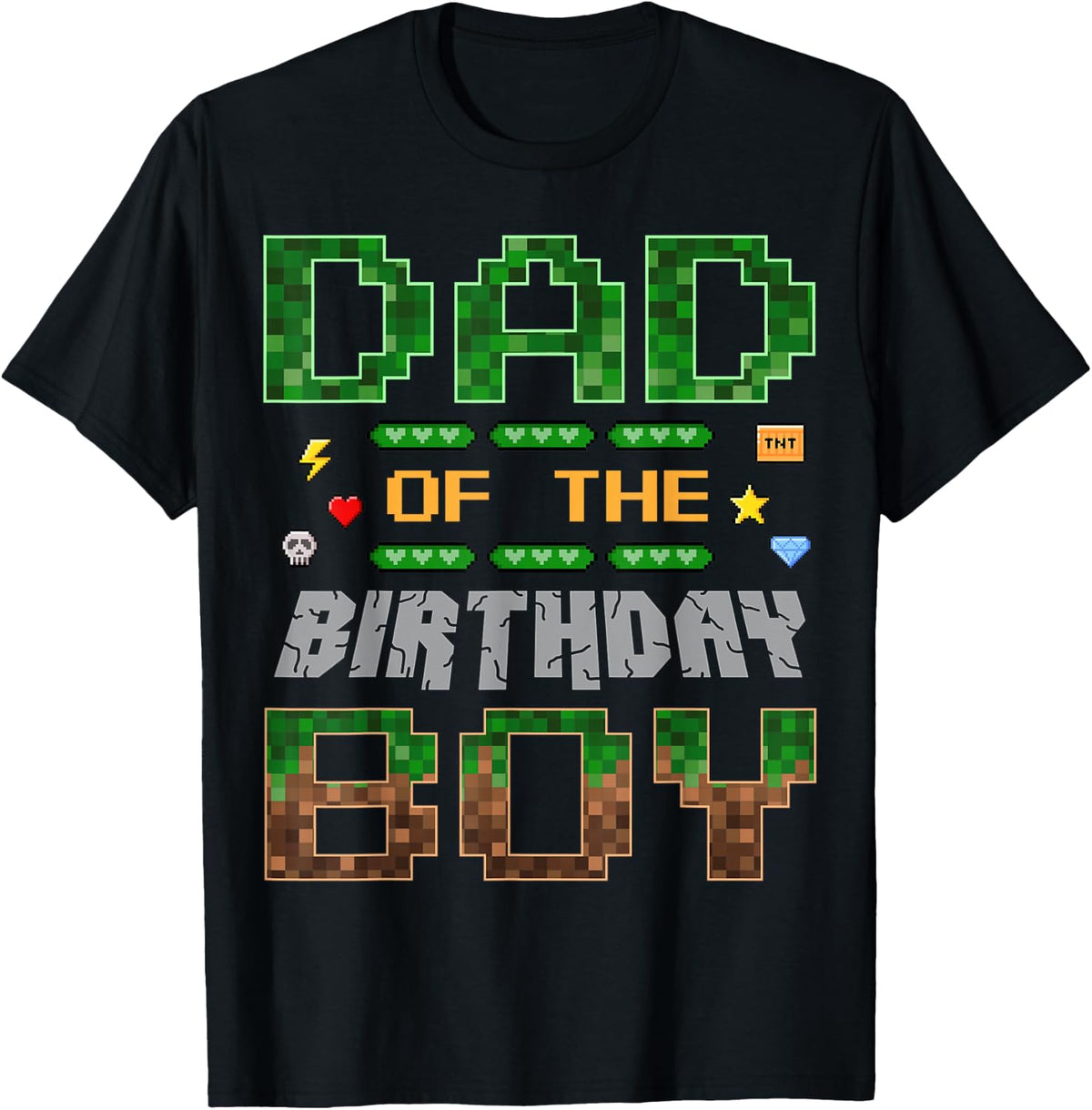 Dad of the Birthday Boy Pixel Gamer Family Love T-Shirt