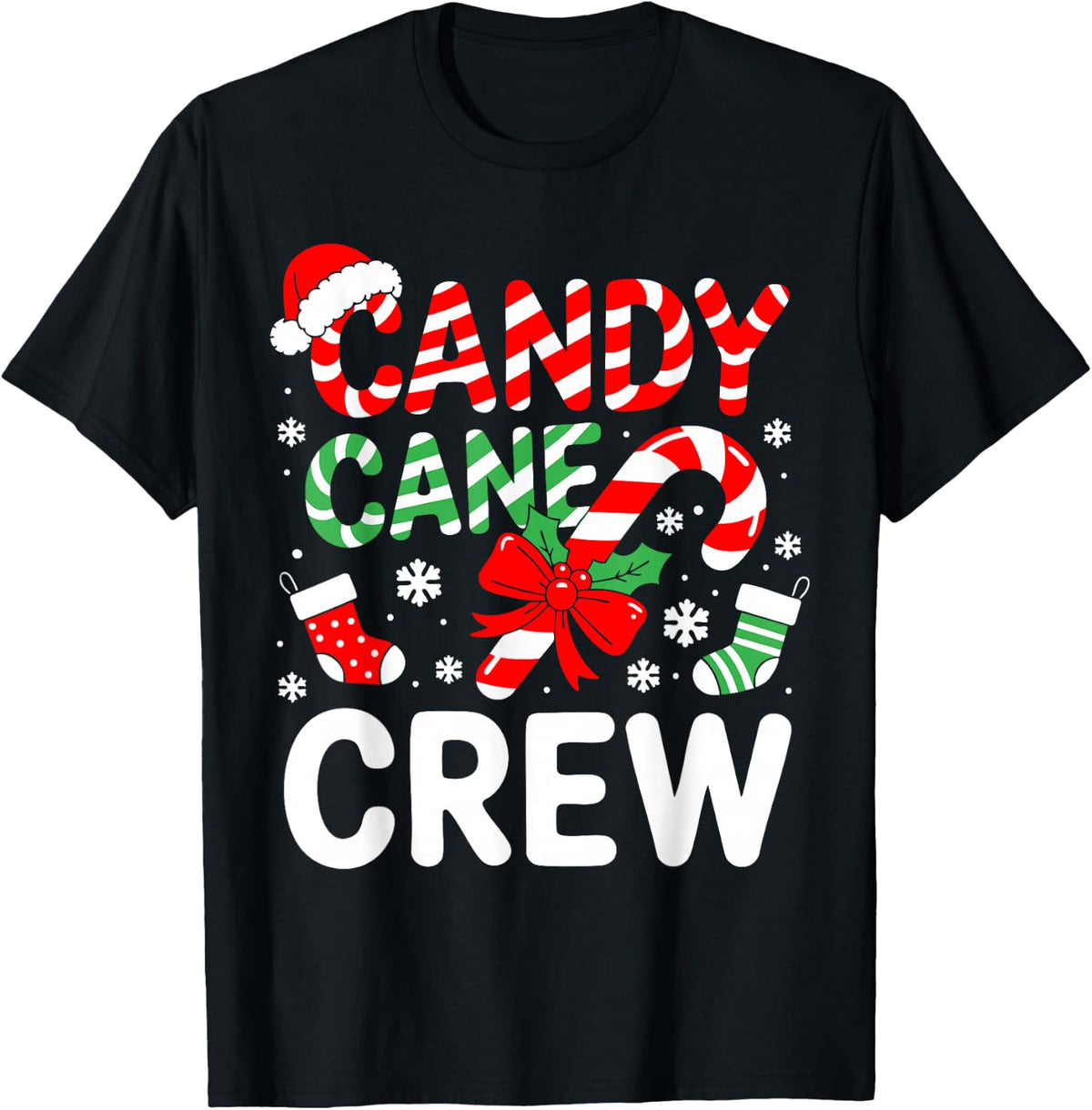 Candy Cane Crew Shirt Adult Men Women Kids Christmas Pajamas T-Shirt