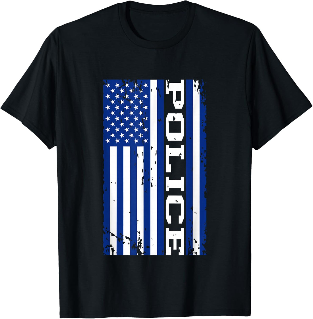 Police Officer USA American Flag Graphic T-Shirt