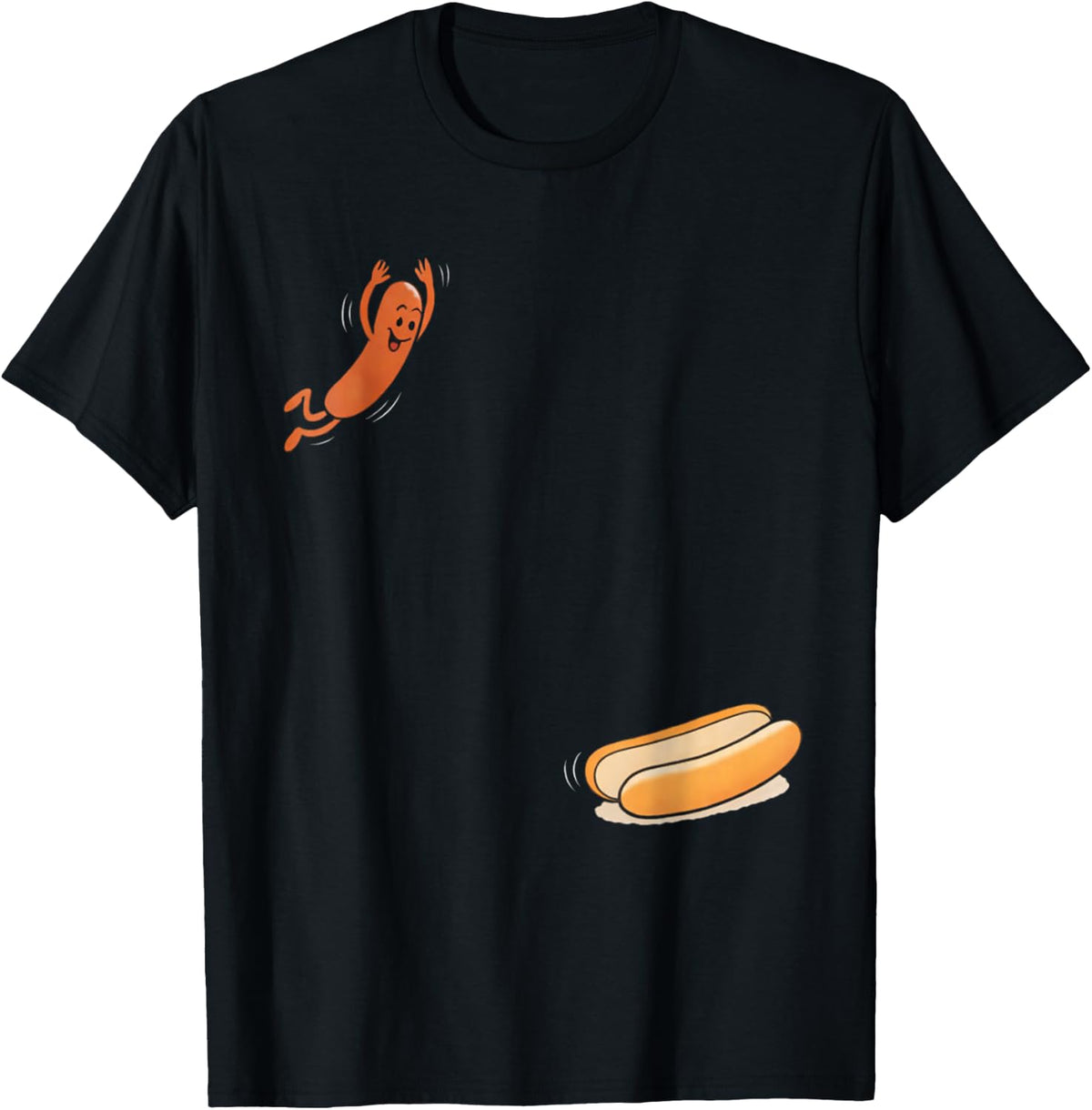 Funny Hot Dog Jumping Into Bun Sausage BBQ High Dive T-Shirt