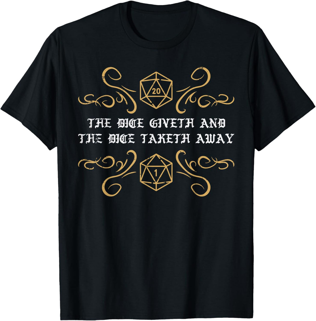 Gaming The Dice Giveth Taketh Away Funny Gamer Men Boys Kids T-Shirt