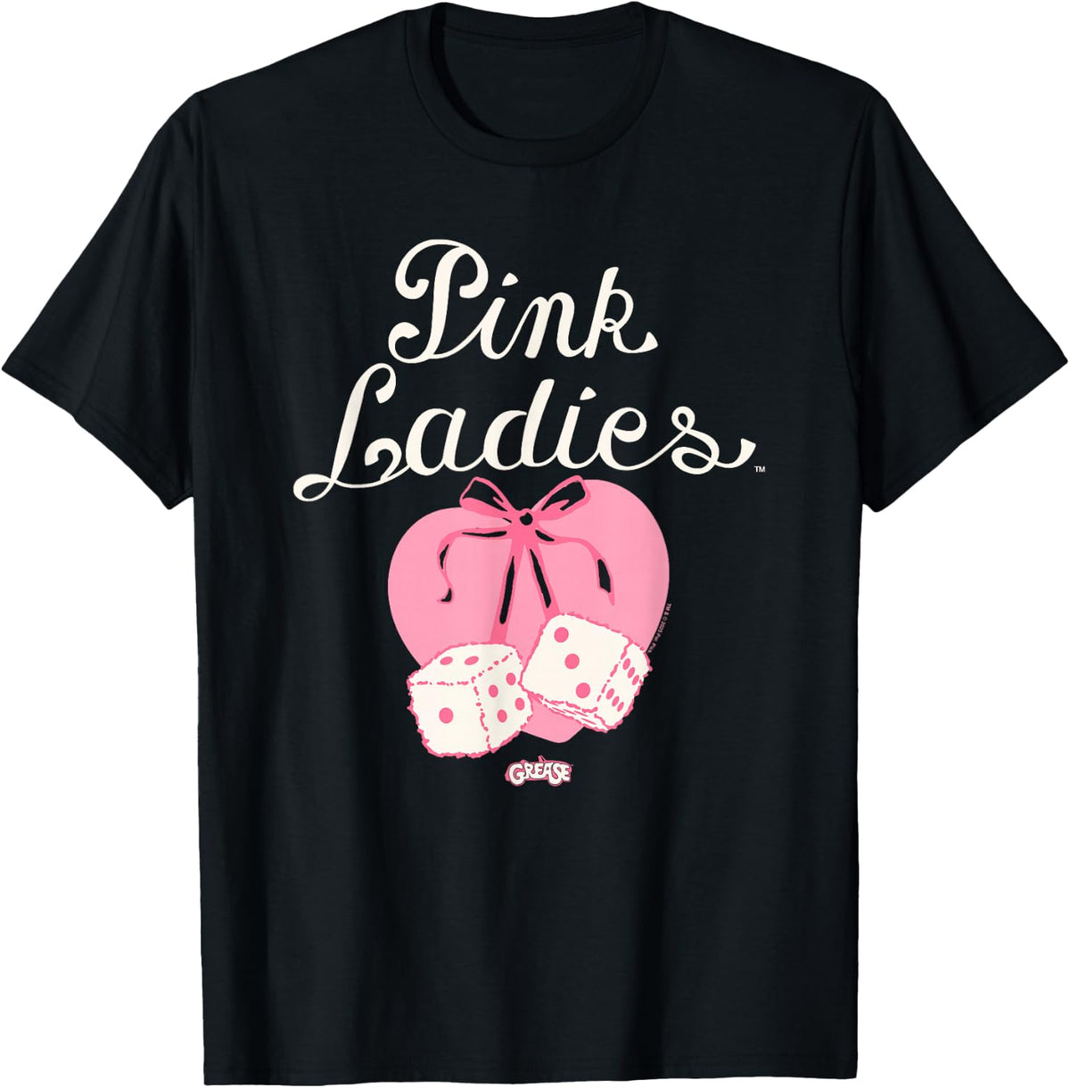 Grease Pink Ladies Heart and Fuzzy Dice Retro Musical Movie T-Shirt