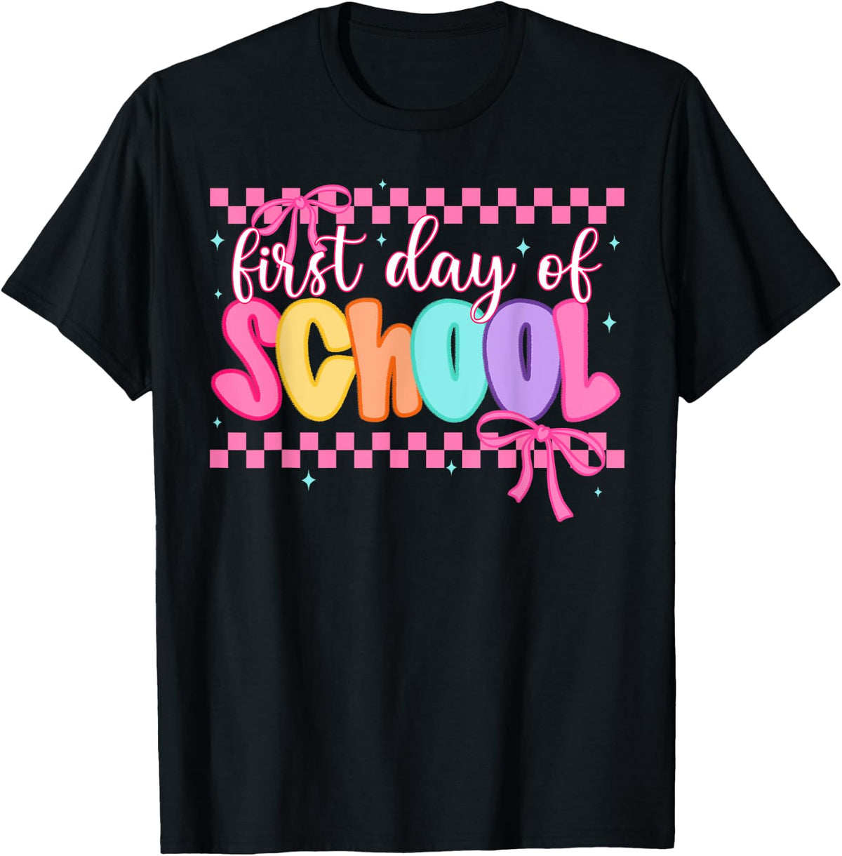 Happy First Day Of School Coquette Bow colorful Teacher T-Shirt